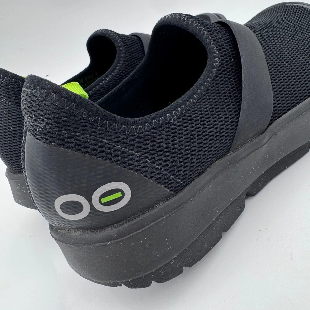 Oofos OOmg Mesh Low Black Recovery Walking Shoes Womens 6 Slip On Travel Comfort